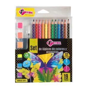 Set de lápices de colores y acuarelas neón - Tryme